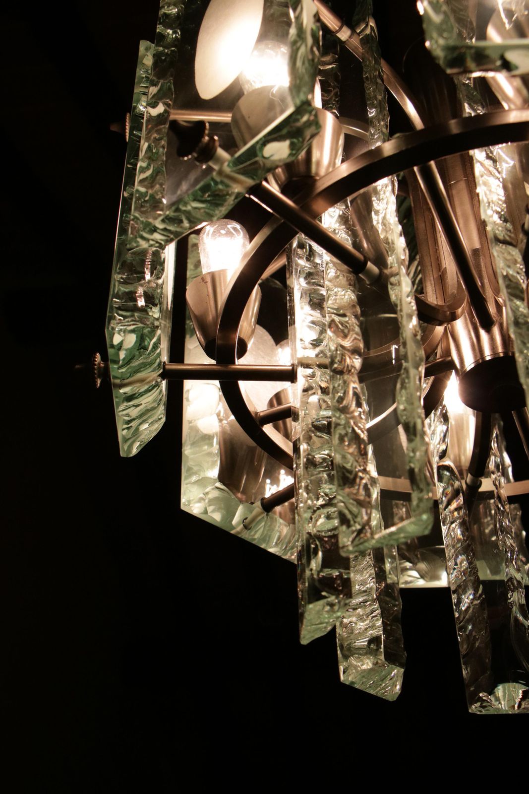 Lighting Italian Mid Century  Chandelier Attributed To Fontana Arte  , 1950s photo