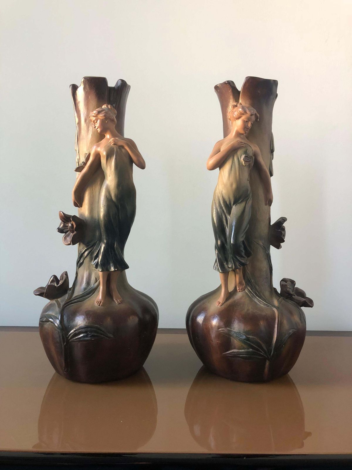 French Art Nouveau Pair Of Large Terracotta Vases, Circa 1910 photo furniture