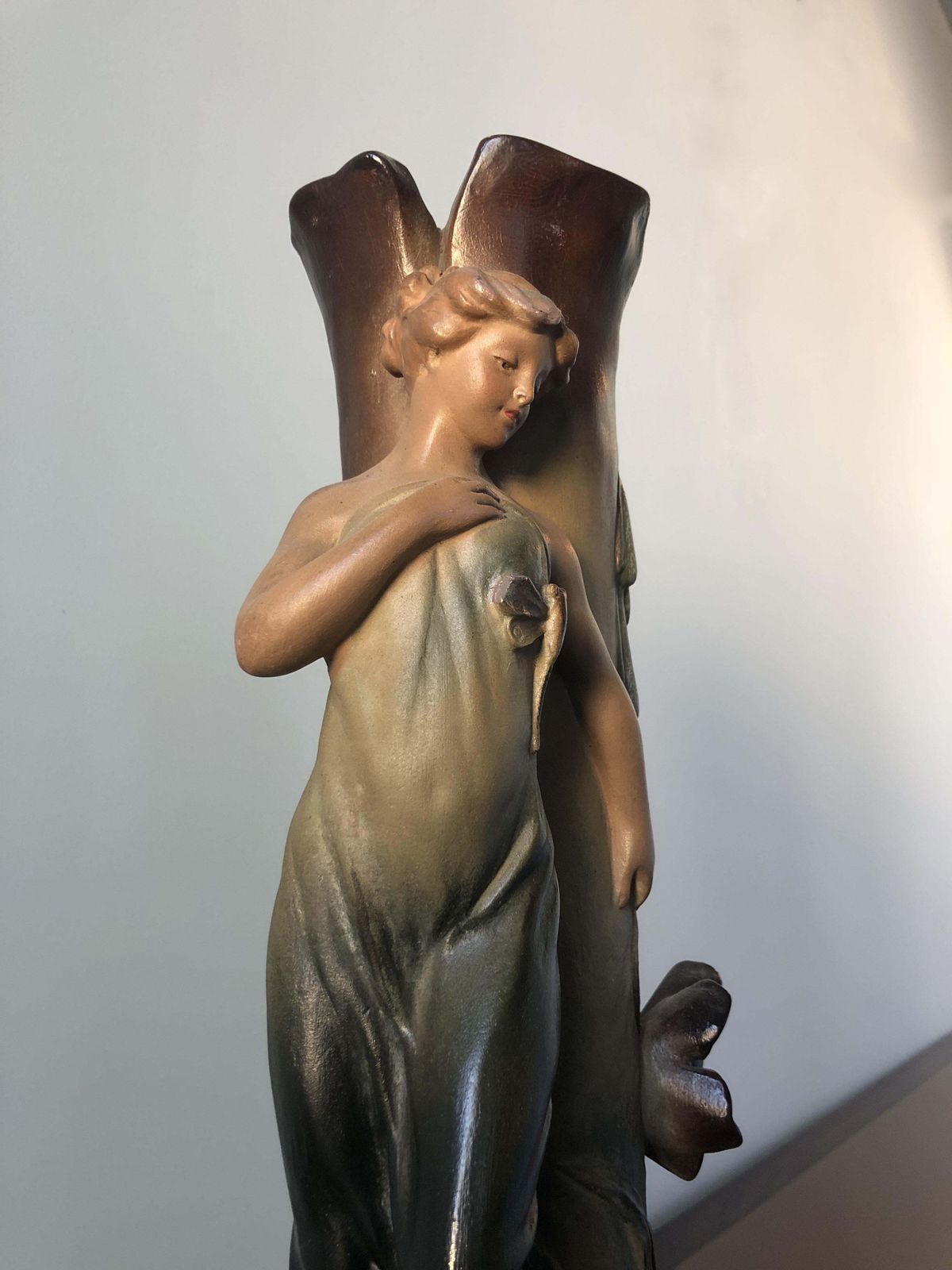 619.0 French Art Nouveau Pair Of Large Terracotta Vases, Circa 1910 photo
