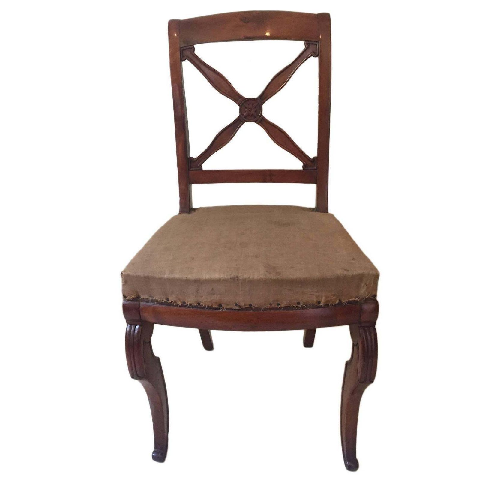 Empire Restauration Walnut Chairs, France, 1820