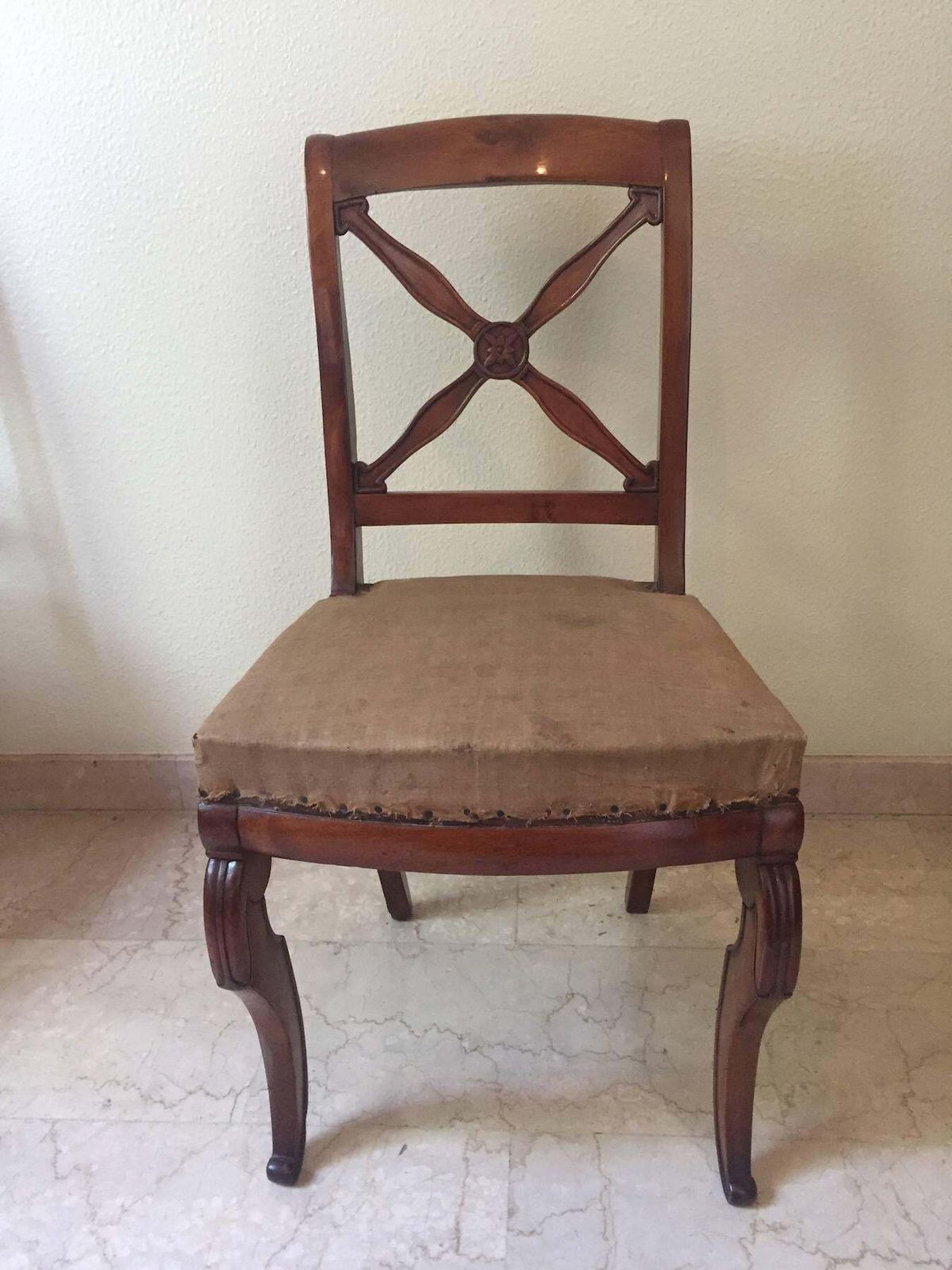 Empire Restauration Walnut Chairs, France, 1820 photo furniture