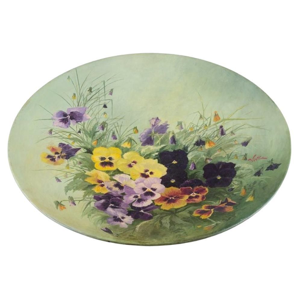 Eva Jancke Björk For Rörstrand. Colossal Wall Plaque With Motif Of Flowers.