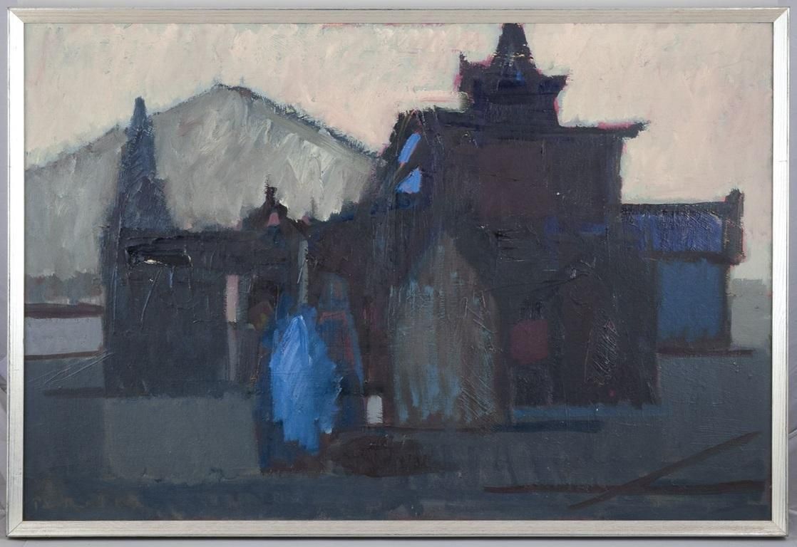 Peer Lorentz Dahl, Norwegian Danish Artist. Oil On Canvas. View Of A Church. photo furniture