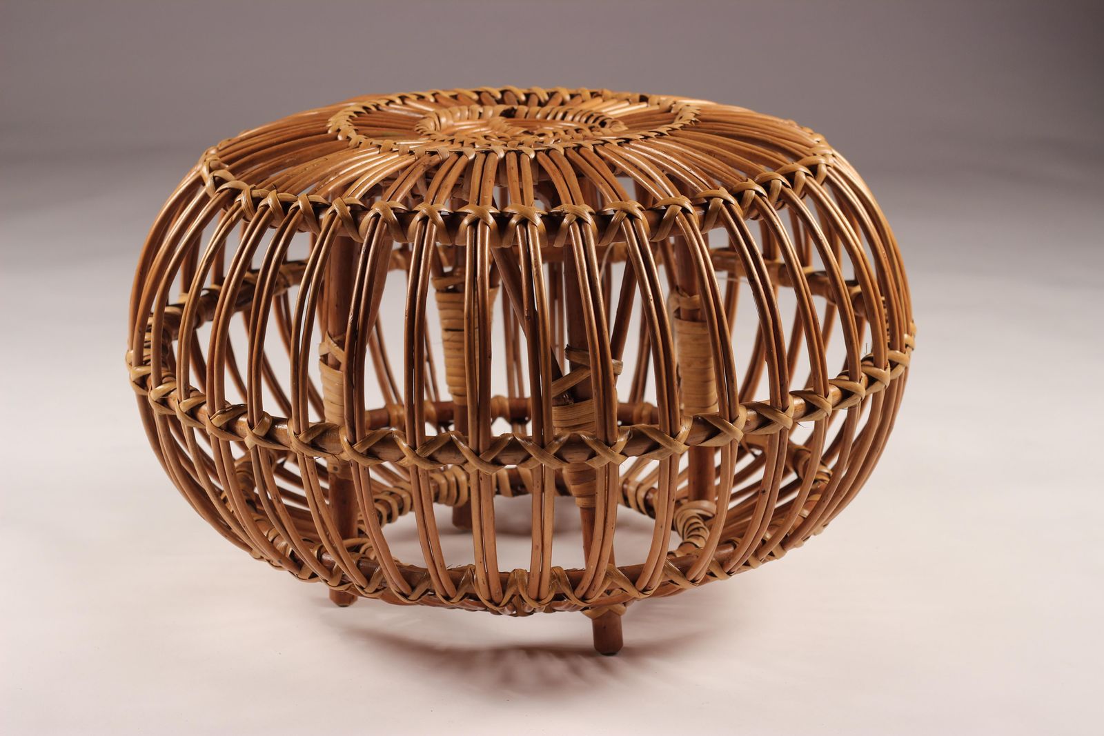 Furniture Franco Albini Wicker Ottoman, Stool Or Side Table photo