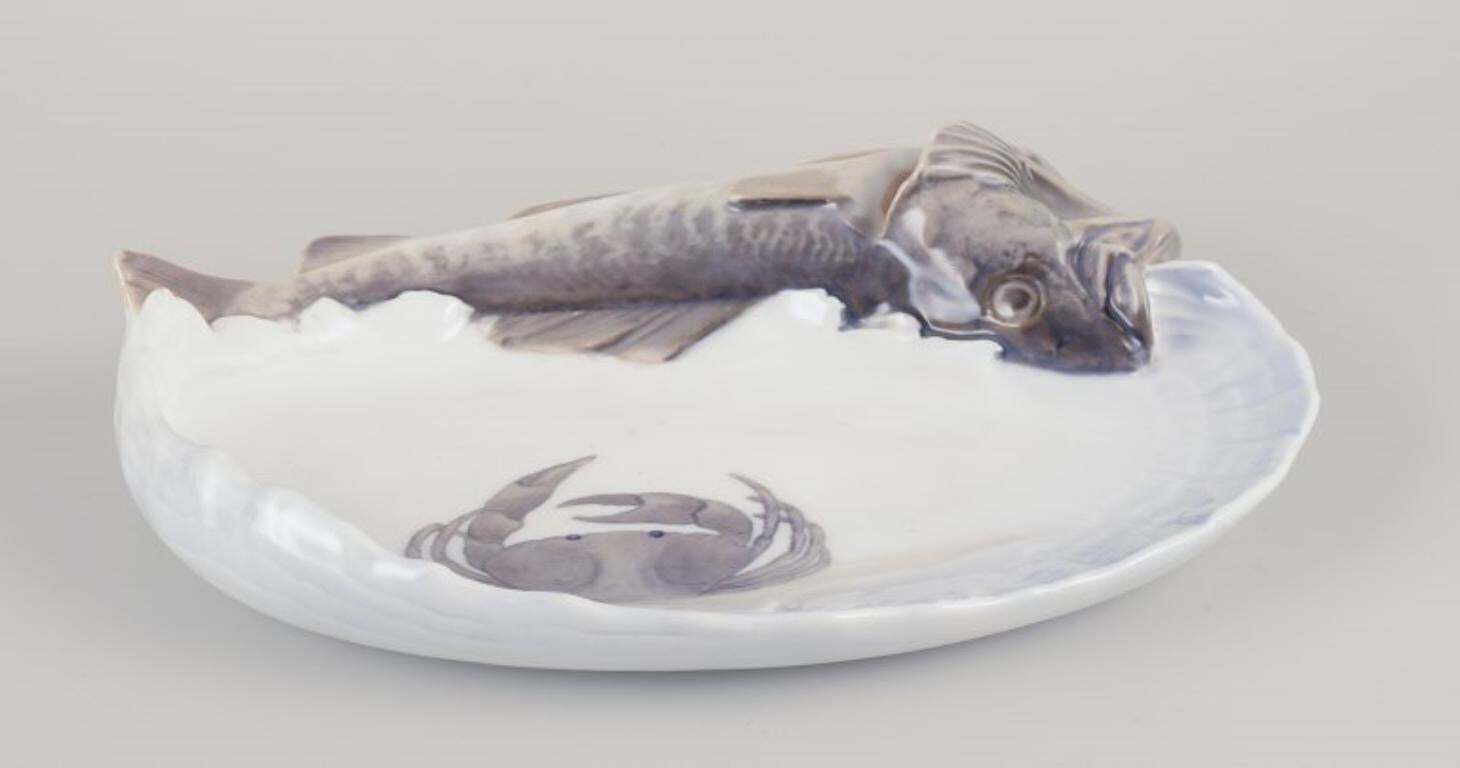 Rare Royal Copenhagen Art Nouveau Porcelain Dish With Codfish In Relief photo furniture