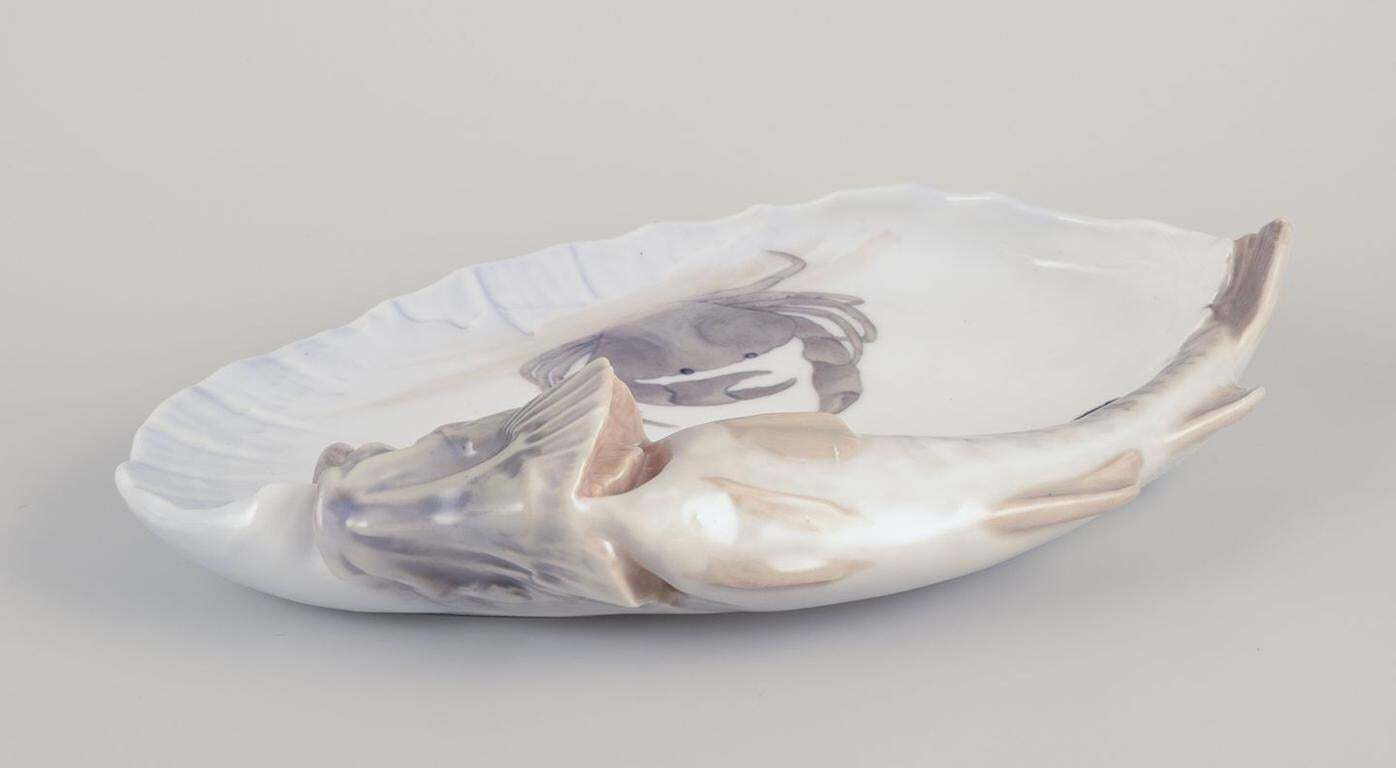 Rare Royal Copenhagen Art Nouveau Porcelain Dish With Codfish In Relief photo 828.0
