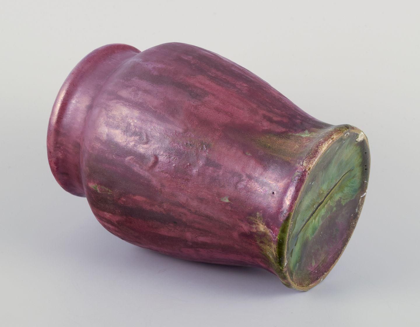 Søren Kongstrand (1872 1951) Danish Ceramicist. Vase With Matte And Shiny Glaze. photo 266.0
