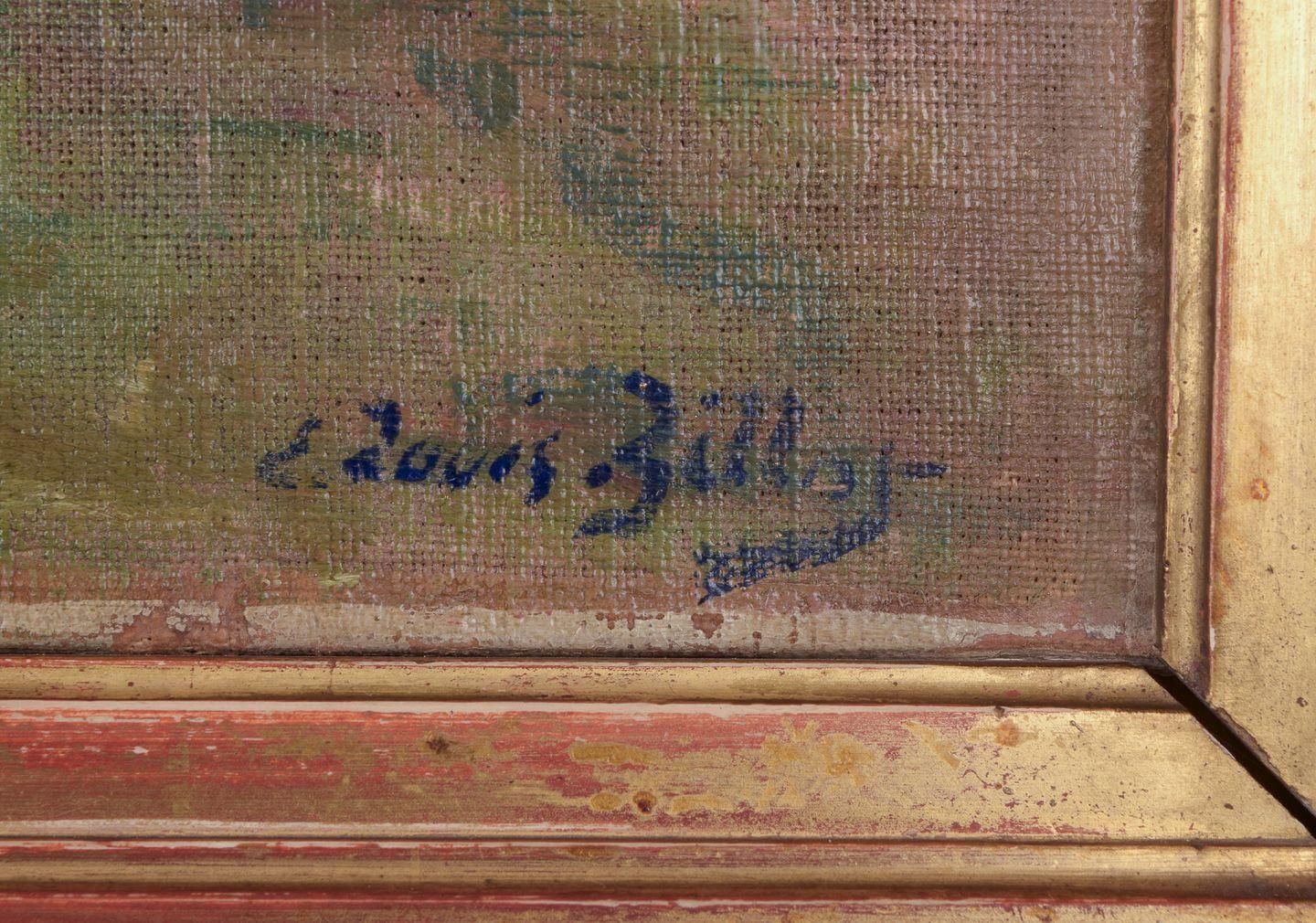 photo furniture Eugène Louis Gillot, Listed French Artist. Oil On Canvas. Scene Of Rural Life.