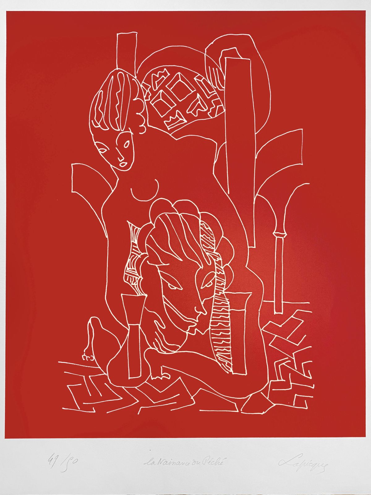 Charles Lapiquecharles Lapique  "La Naissance Du Péché"  Original Lithograph