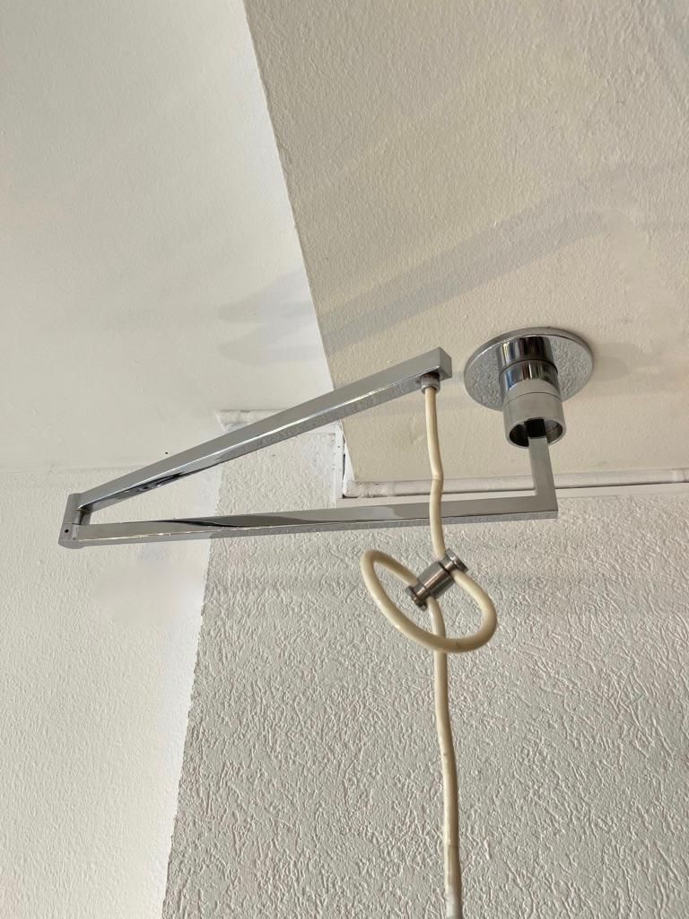 Vintage Swing Arm Chrome Ceiling Lamp "Am/As" By Franco Albini Italy, Circa 1969 photo vintage