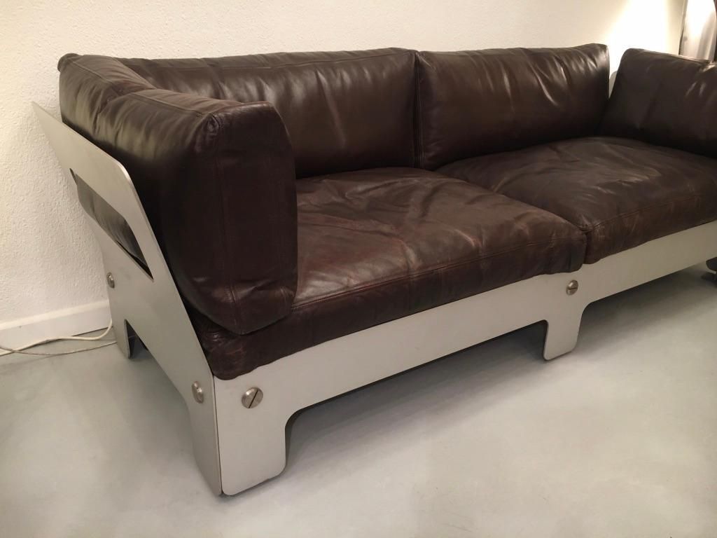 photo vintage Sigurd Ressell Vintage Leather And Anodised Aluminum Sofa For Vatne Mobler 1968