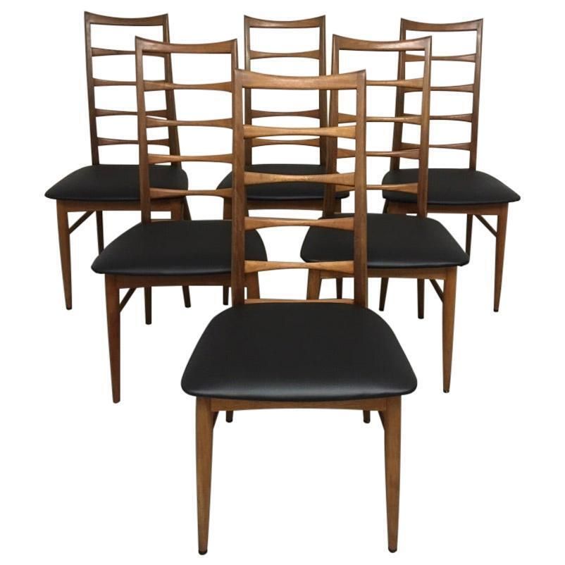 Set Of Six Teak Ladder Dining Chair By Niels Koefoed, Denmark, Circa 1960