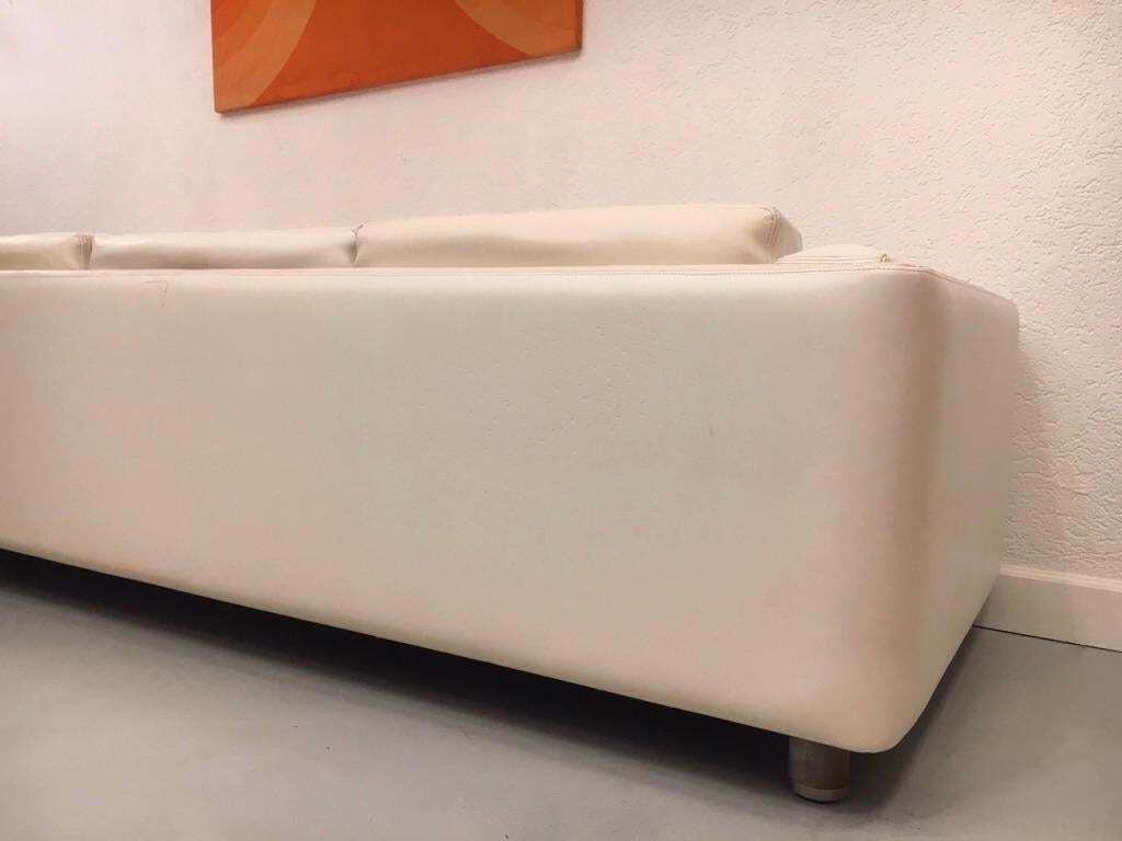 4 Seat White Faux Leather "Montenapo" Sofa By Zanotta, Italy, 1965 photo Furniture