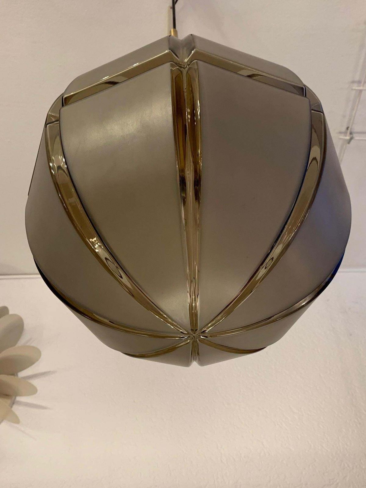 Structured Glass Pendant Lamp By Limburg photo vintage