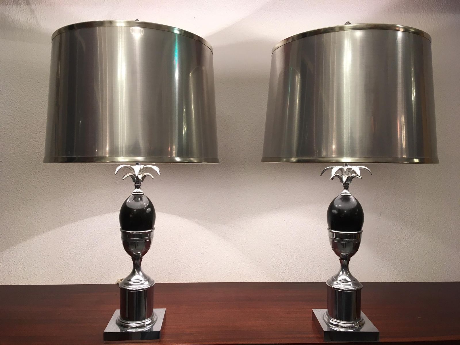 Pair Of Chrome And Acrylic Table Lamps Style Maison Charles photo furniture