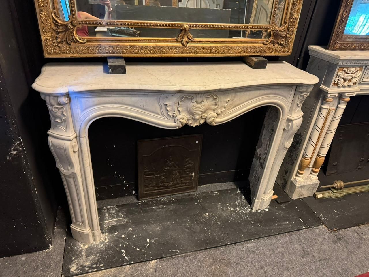 Important And Beautiful Fireplace Mantel In Carved White Carrara Marble, France photo buy