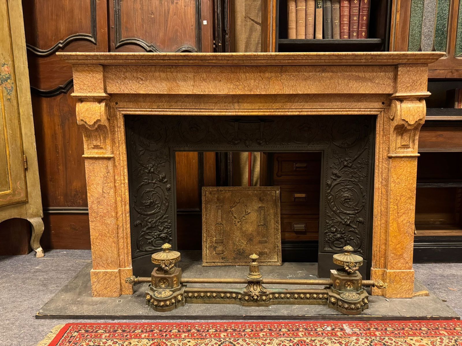 Classical Siena Yellow Marble Fireplace Mantle, Italy photo furniture