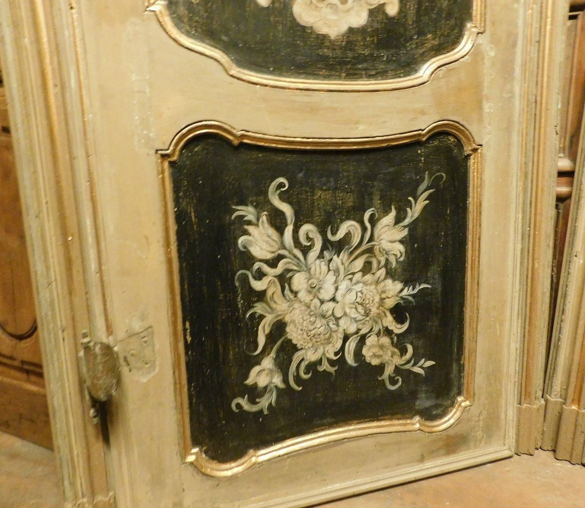 N. 2 Internal Doors In Walnut And Richly Painted With Frame And Overdoor, Italy photo buy