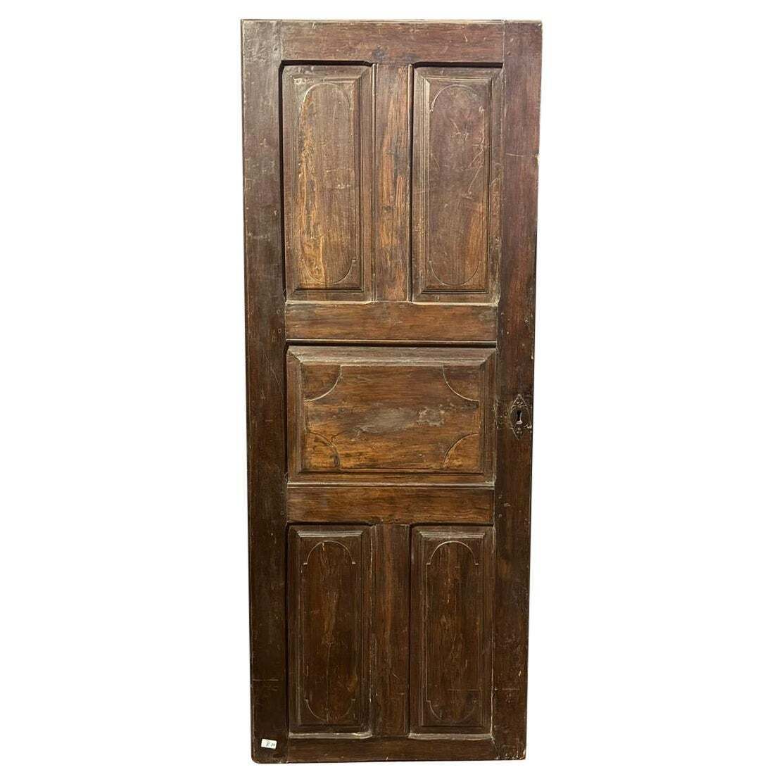 Interior Walnut Door With Carved Panels, Italy