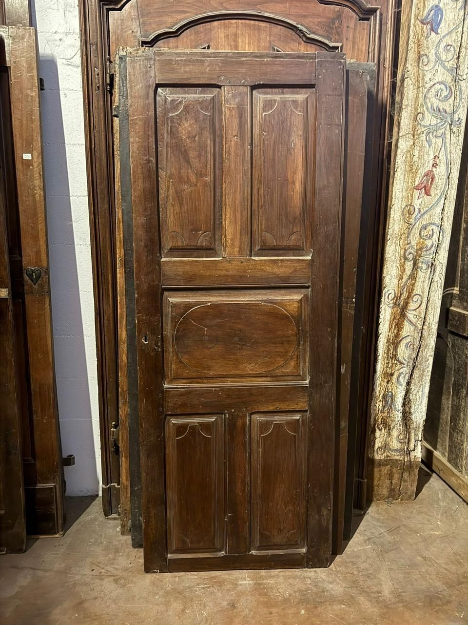 Interior Walnut Door With Carved Panels, Italy photo Home Fixtures
