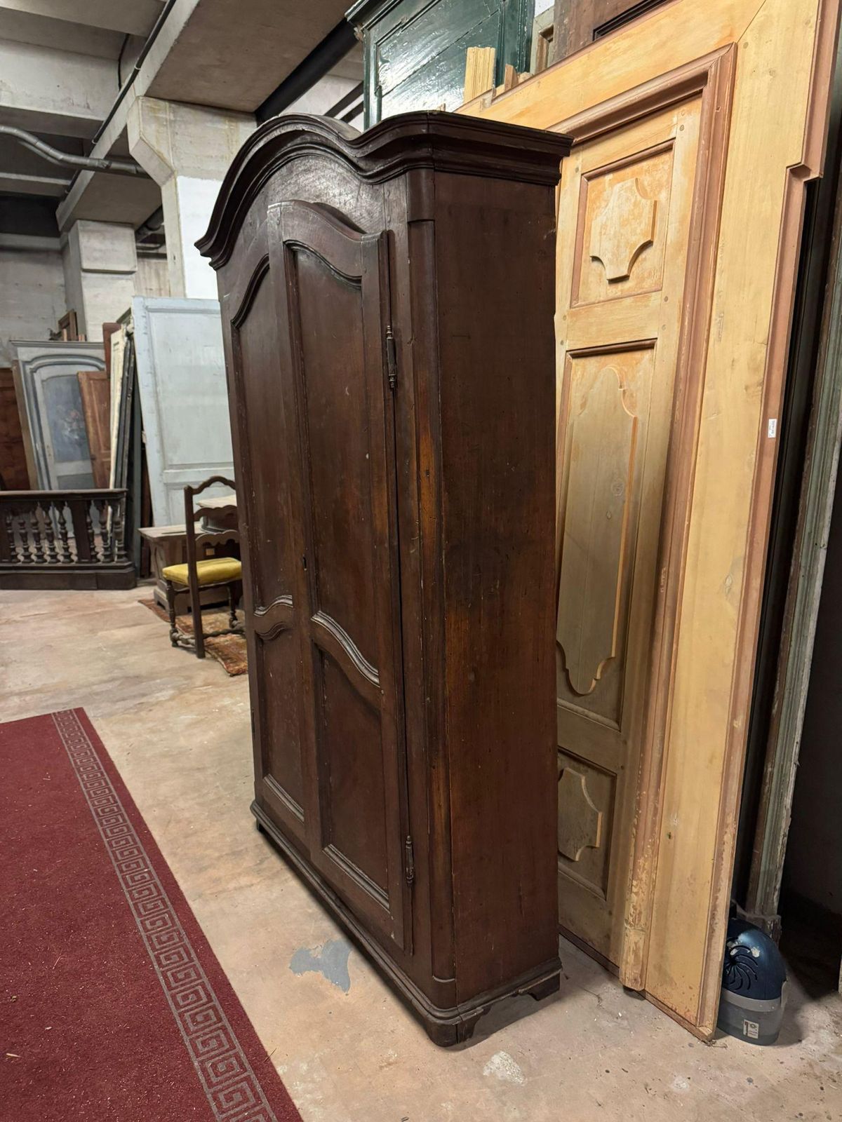 Solid Walnut Two Door Wardrobe With Curved Panel, Italy photo buy