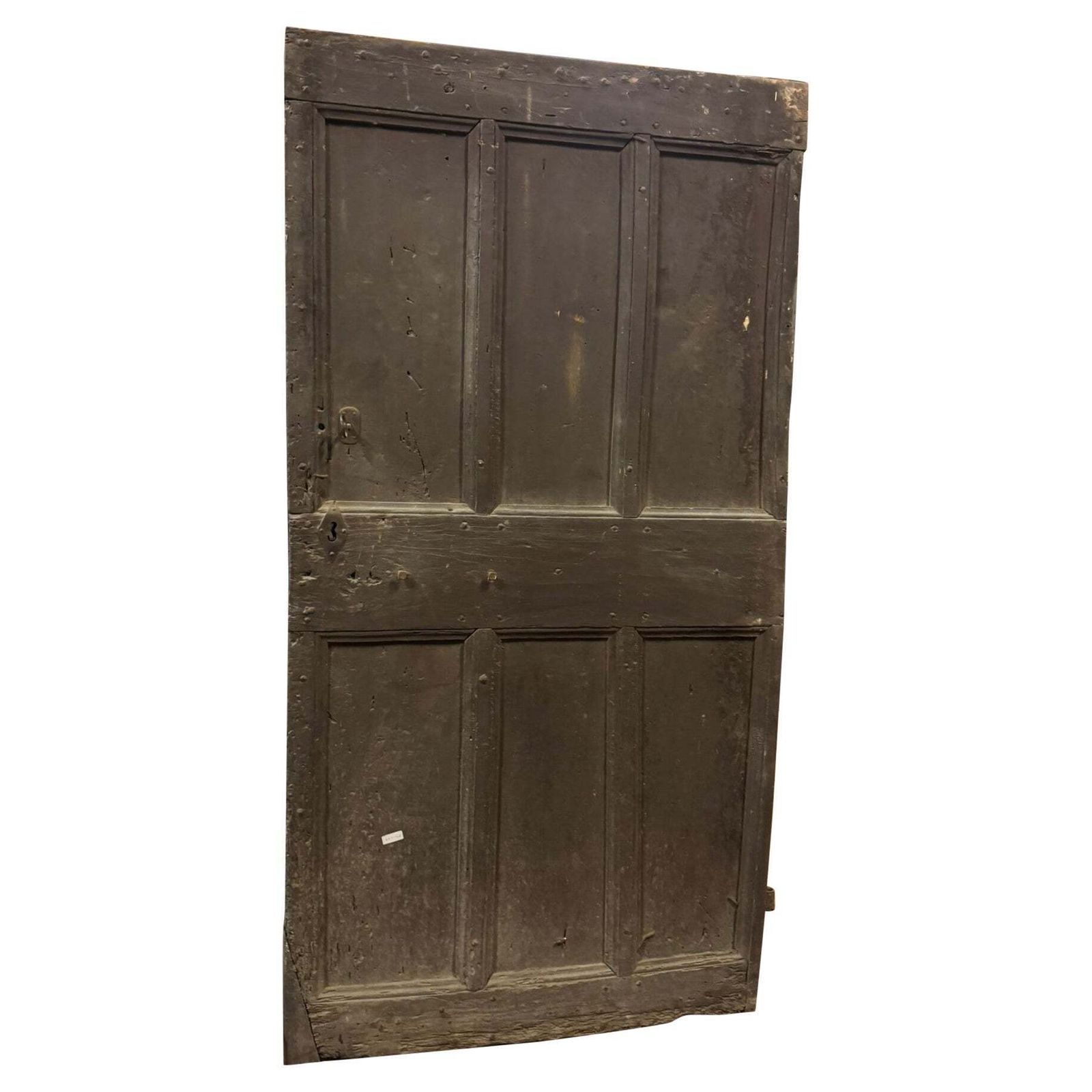Patinated Wooden Entrance Door, Main Door Rustic Carved With Panels, Italy