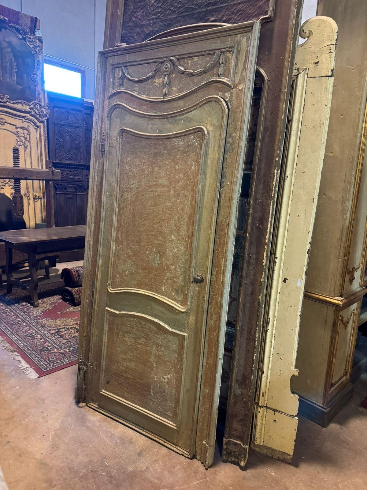 Single Leaf Wooden Door, Early Patina And Rough Finish, Italy photo Home Fixtures