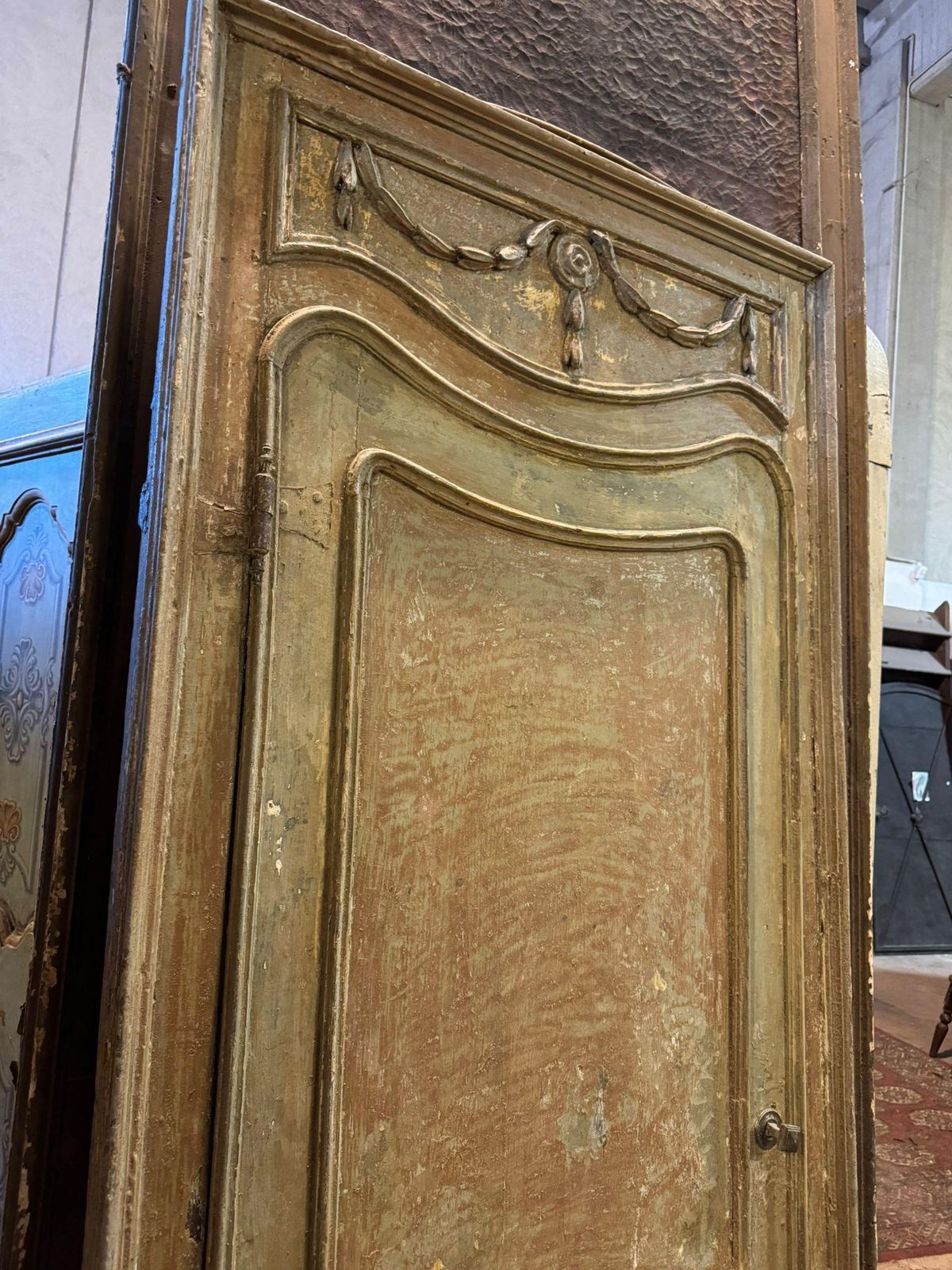 Single Leaf Wooden Door, Early Patina And Rough Finish, Italy photo vinterior