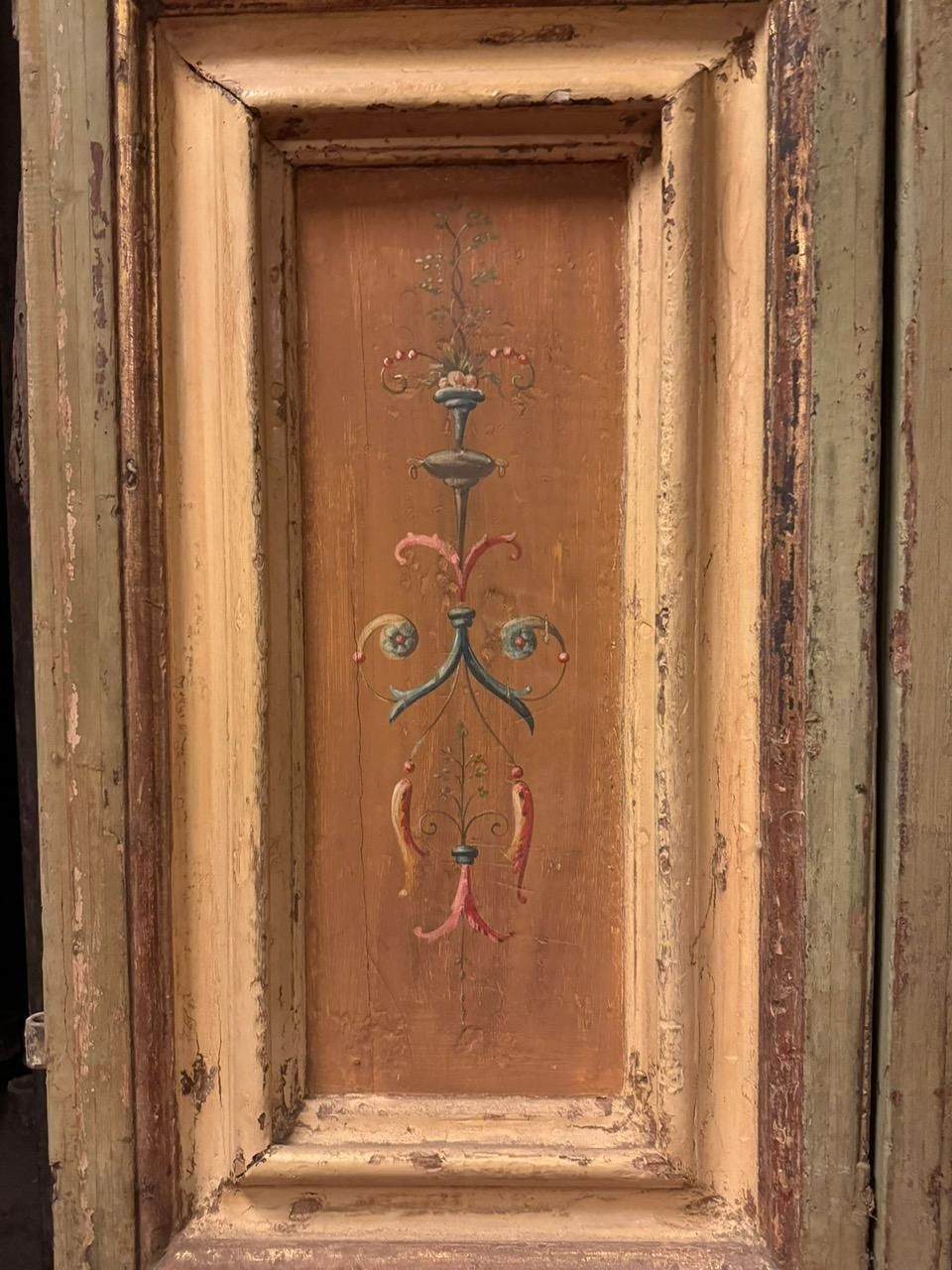 Interior Door In Lacquered Wood With Two Doors And Painted Panels, Italy photo vinterior