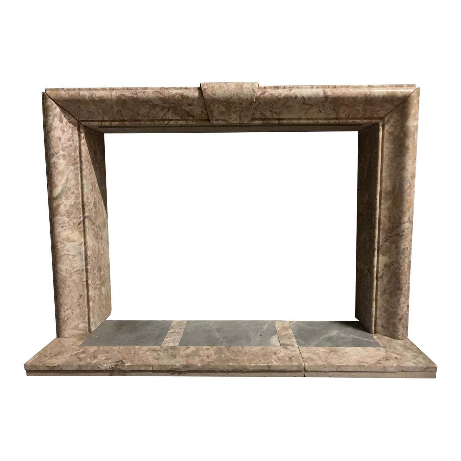 Art Deco Mantle Fireplace In Peach Blossom Marble, Italy