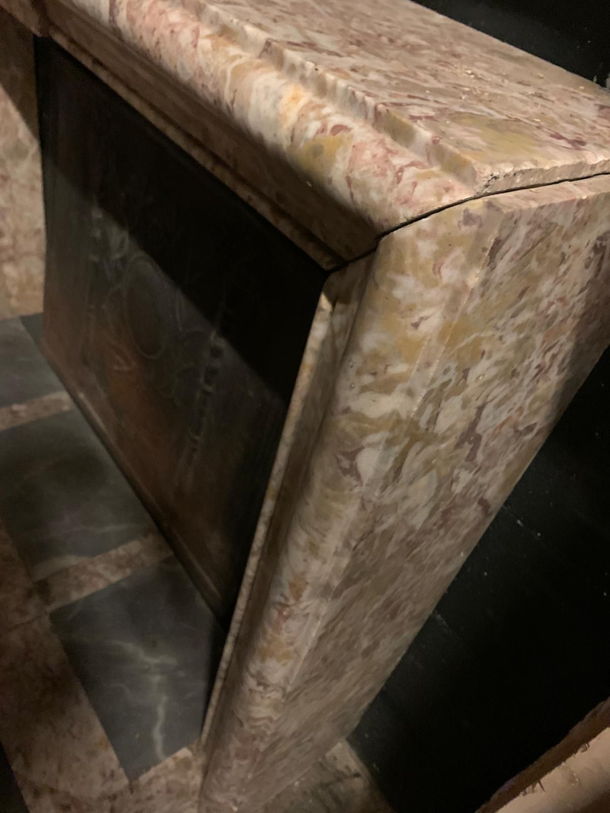photo buy Art Deco Mantle Fireplace In Peach Blossom Marble, Italy