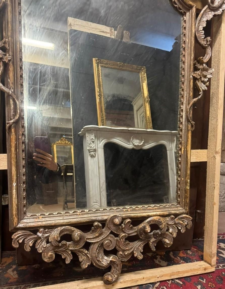 Mirror In Silver Lacquered Wood, Richly Carved With Open Carved Top, Italy photo Home Decor