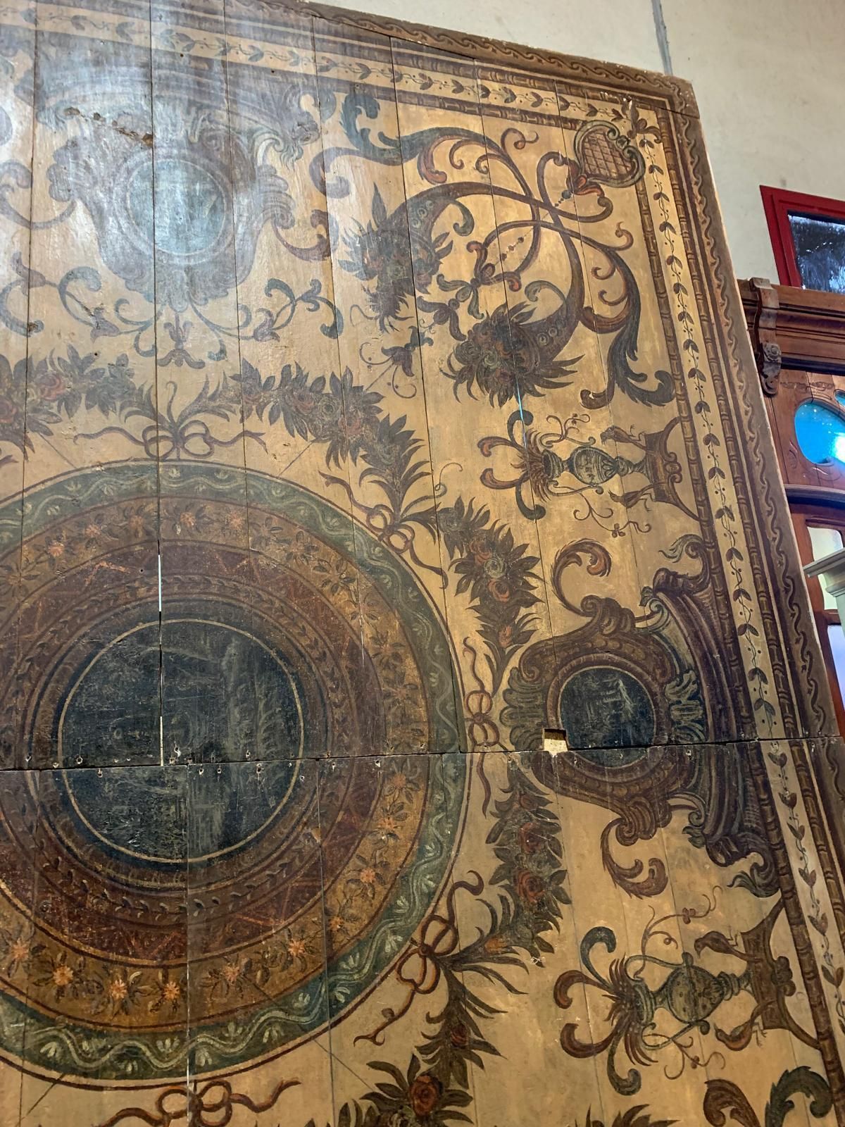 Majestic Ceiling With Lacquered And Painted Wooden Planks, Italy photo vinterior