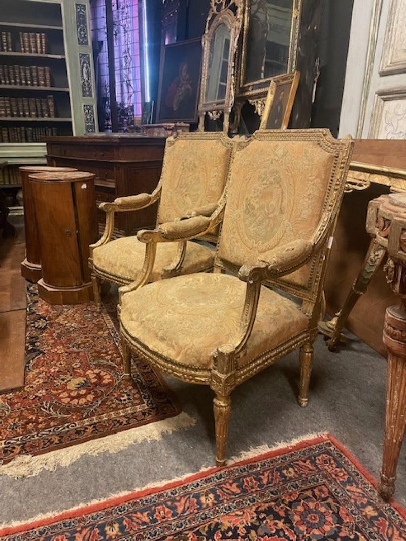 Pair Of Louis XV Armchairs In Carved And Gilded Wood, France photo furniture