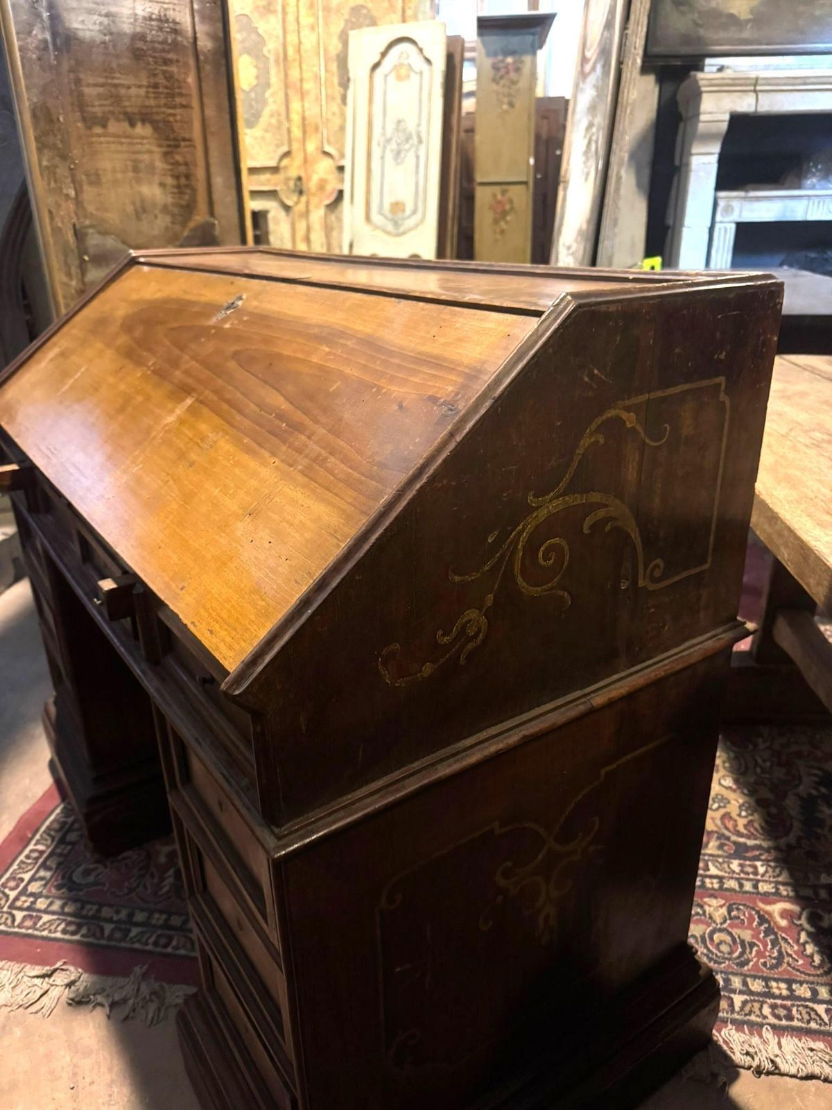 Walnut Reception Desk With Rich Decorations On The Sides And Back, Italy photo buy