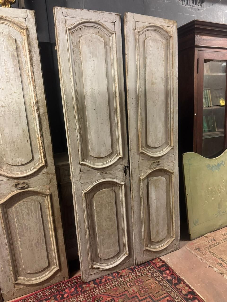 photo for sale N.2 Double Interior Doors In Lacquered Wood, In First Patina, Italy