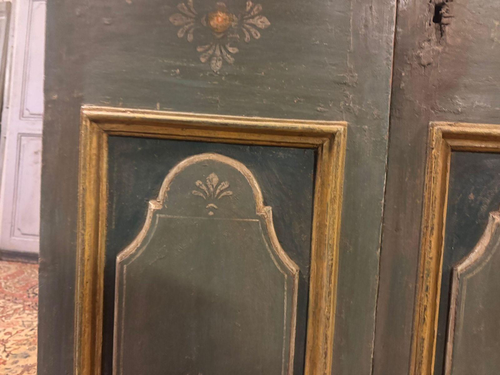 Lacquered And Painted Wooden Double Leaf Door, Italy photo for sale