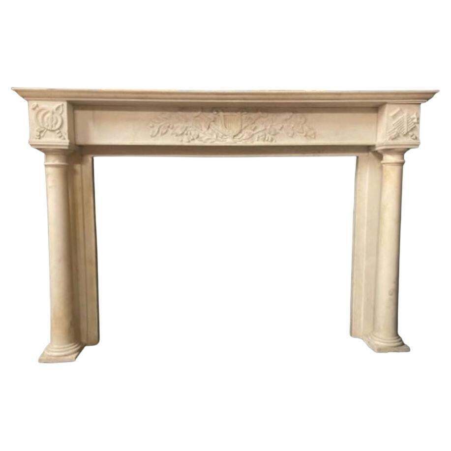 Empire Mantle Fireplace Carved In White Carrara Marble, France