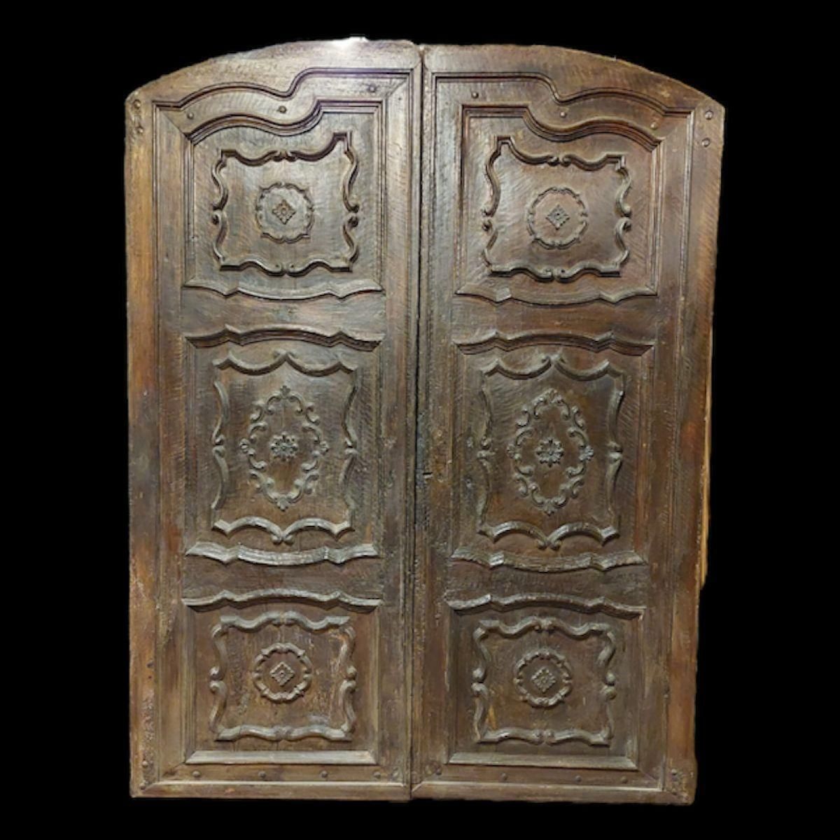 Solid And Baroque Double Leaf Walnut Entrance Door, Italy photo furniture