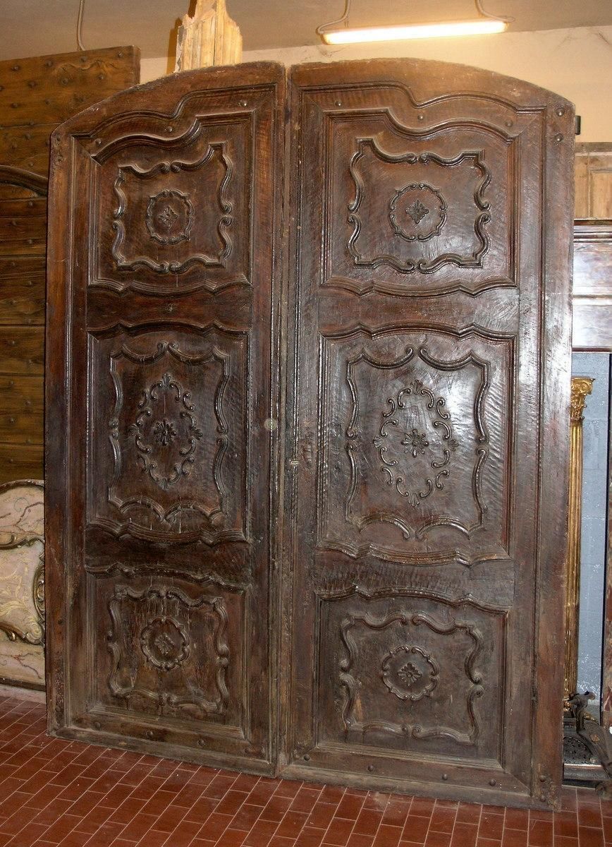 Solid And Baroque Double Leaf Walnut Entrance Door, Italy photo 14157.0