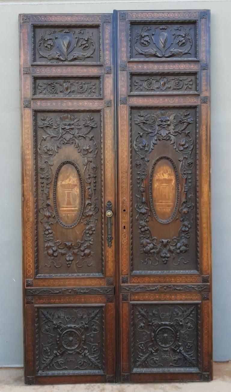 Walnut Door, Double Doors With Richly Inlaid Panels, Italy photo buy