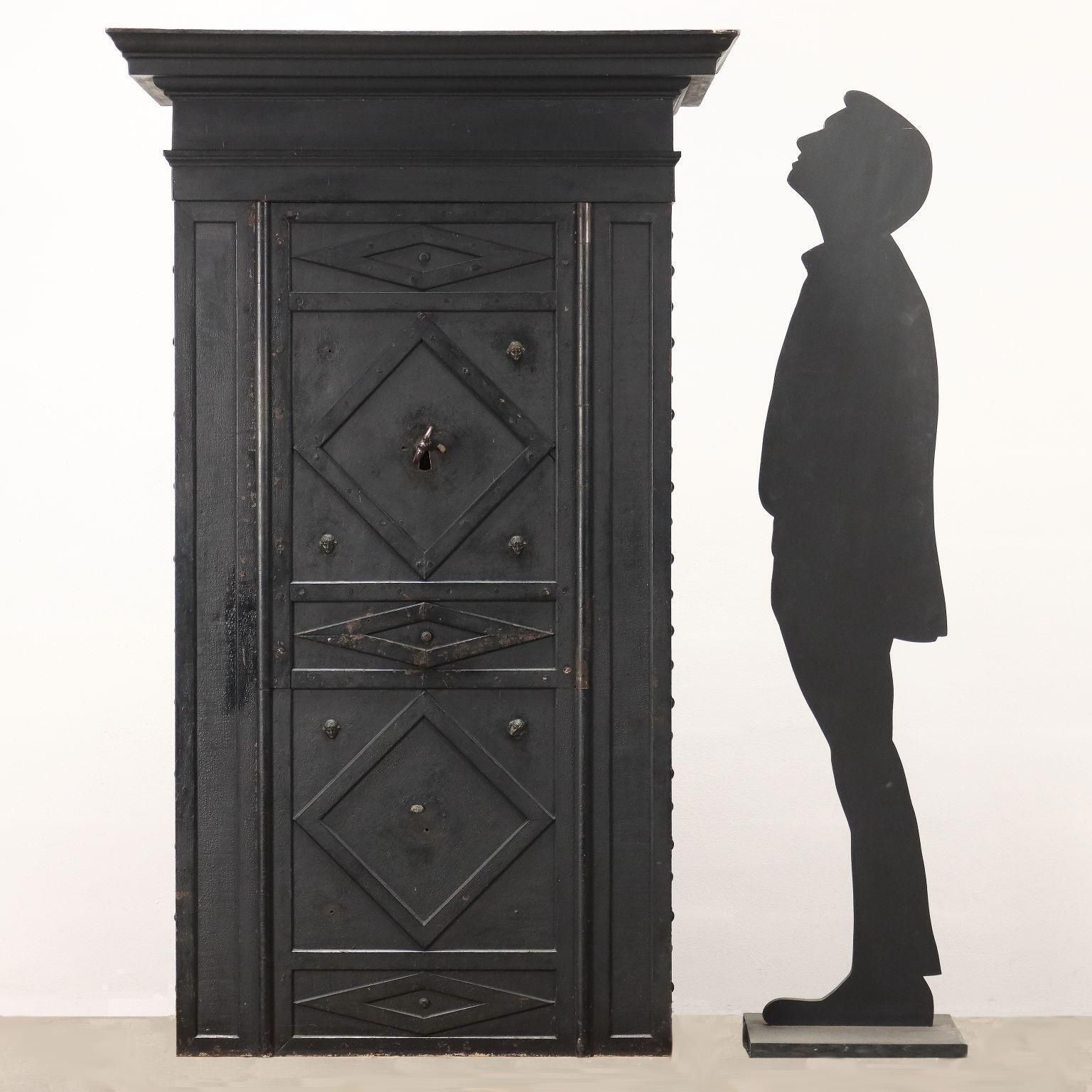 Iron And Wood Safe With Studs And Secret Lock, Italy photo for sale