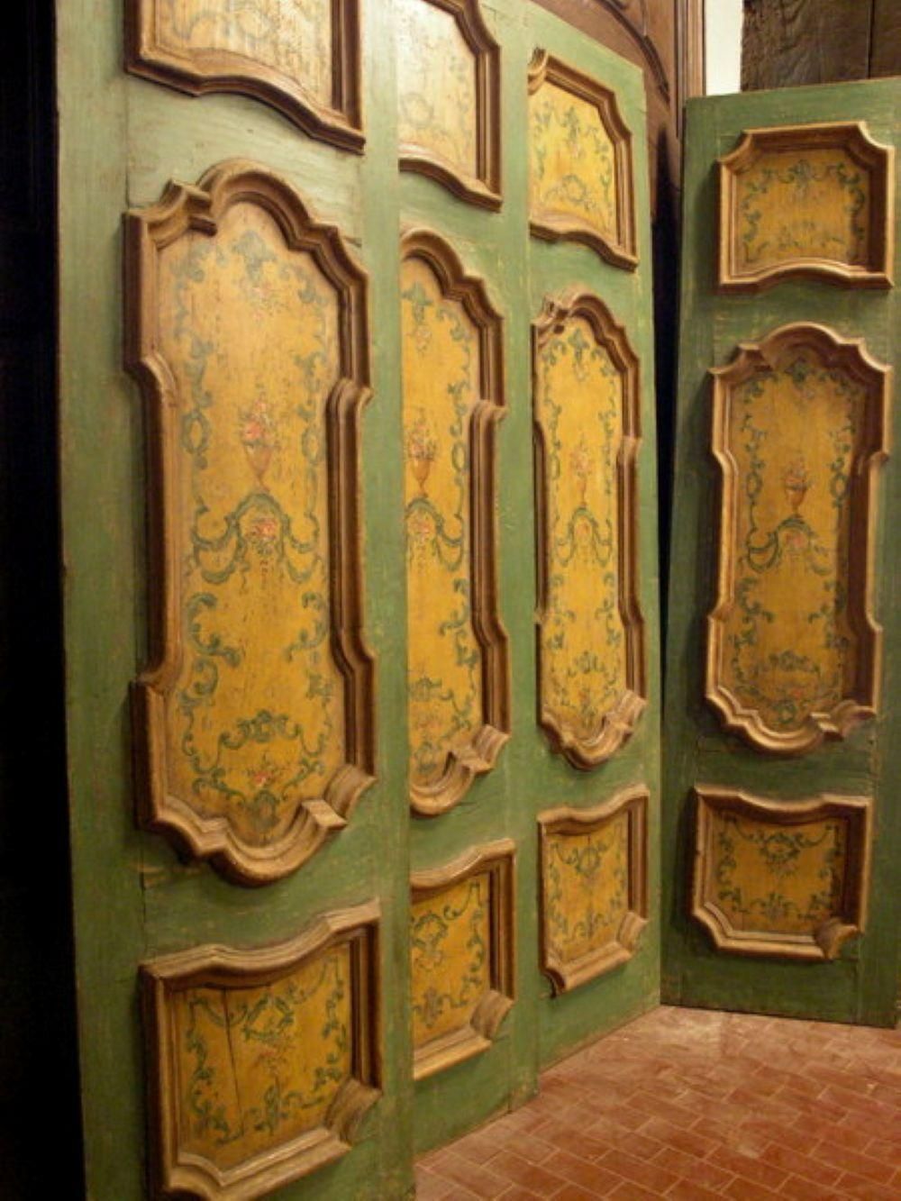N.2 Double Doors In Lacquered Wood With Painted Panels, Italy photo 4601.0
