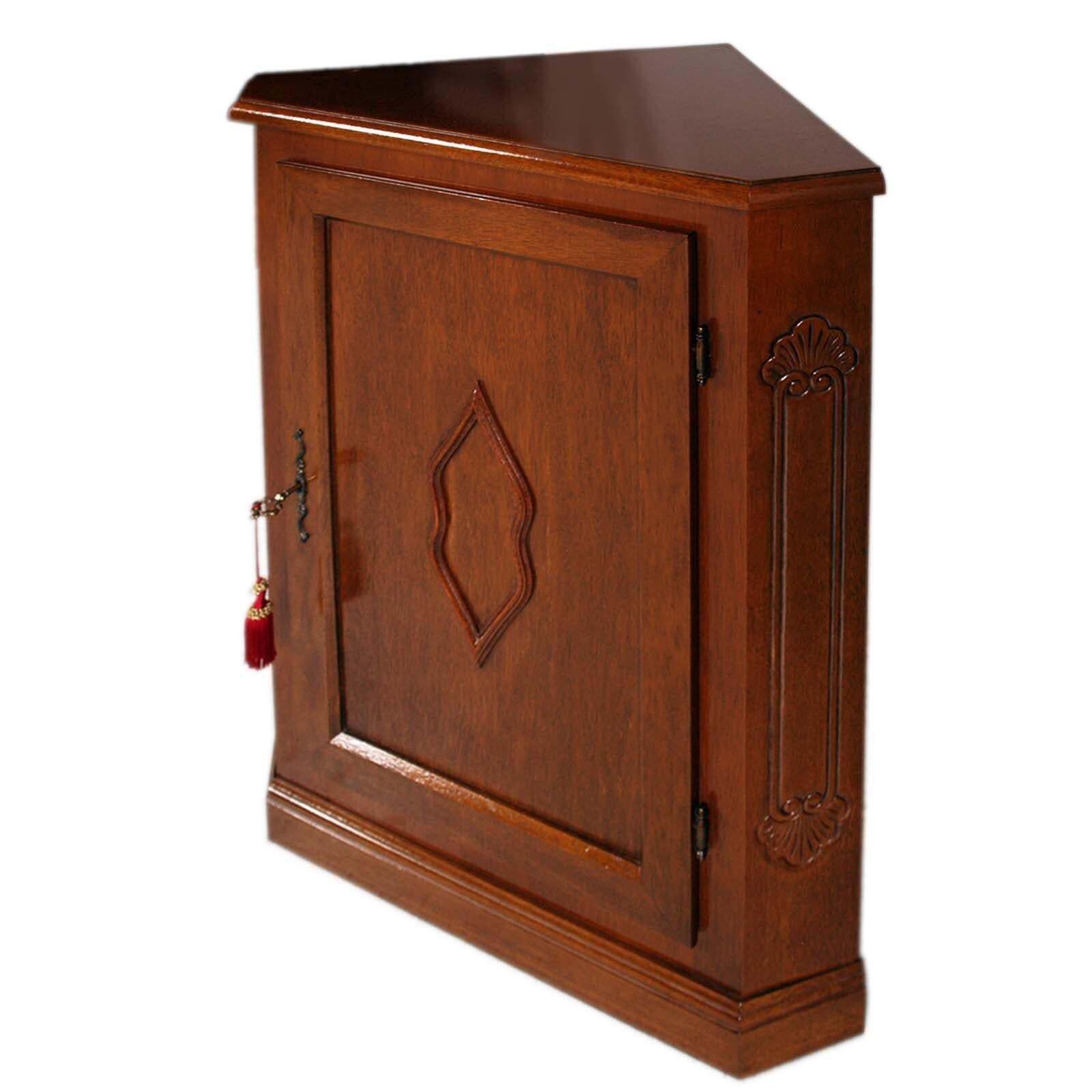 Italy Walnut Corner Display Cabinet From 1940s, Renaissance Style, Wax Polished photo 4513.0