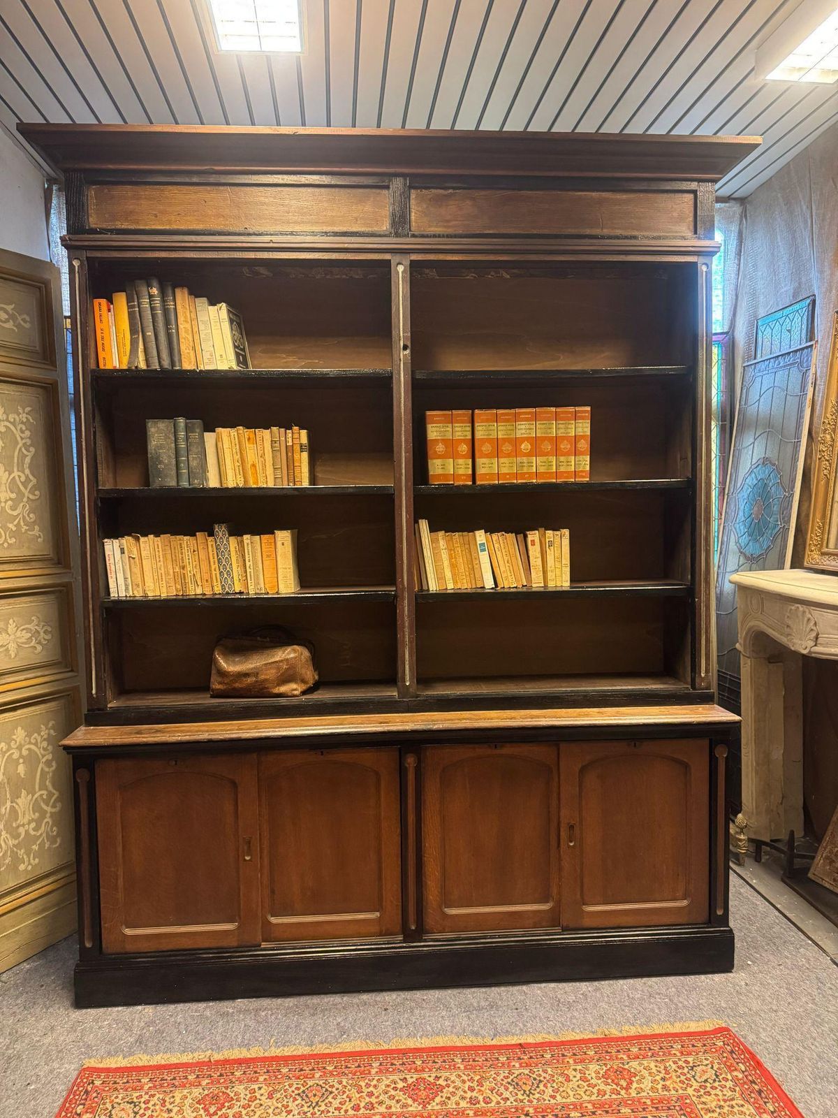 N. 3 Art Deco Bookcases, Similar To Each Other, Wood With Black Profiles, Italy photo vinterior
