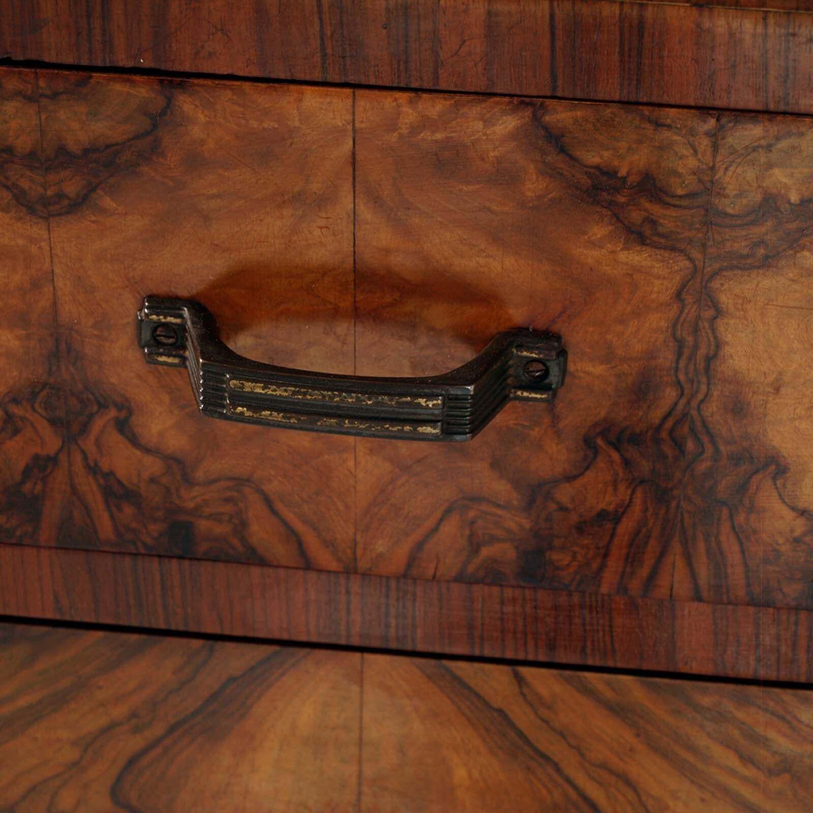 Art Deco Commode & Mirror In Walnut By Atelier Varedo, Gino Maggioni Attributed. photo vinterior