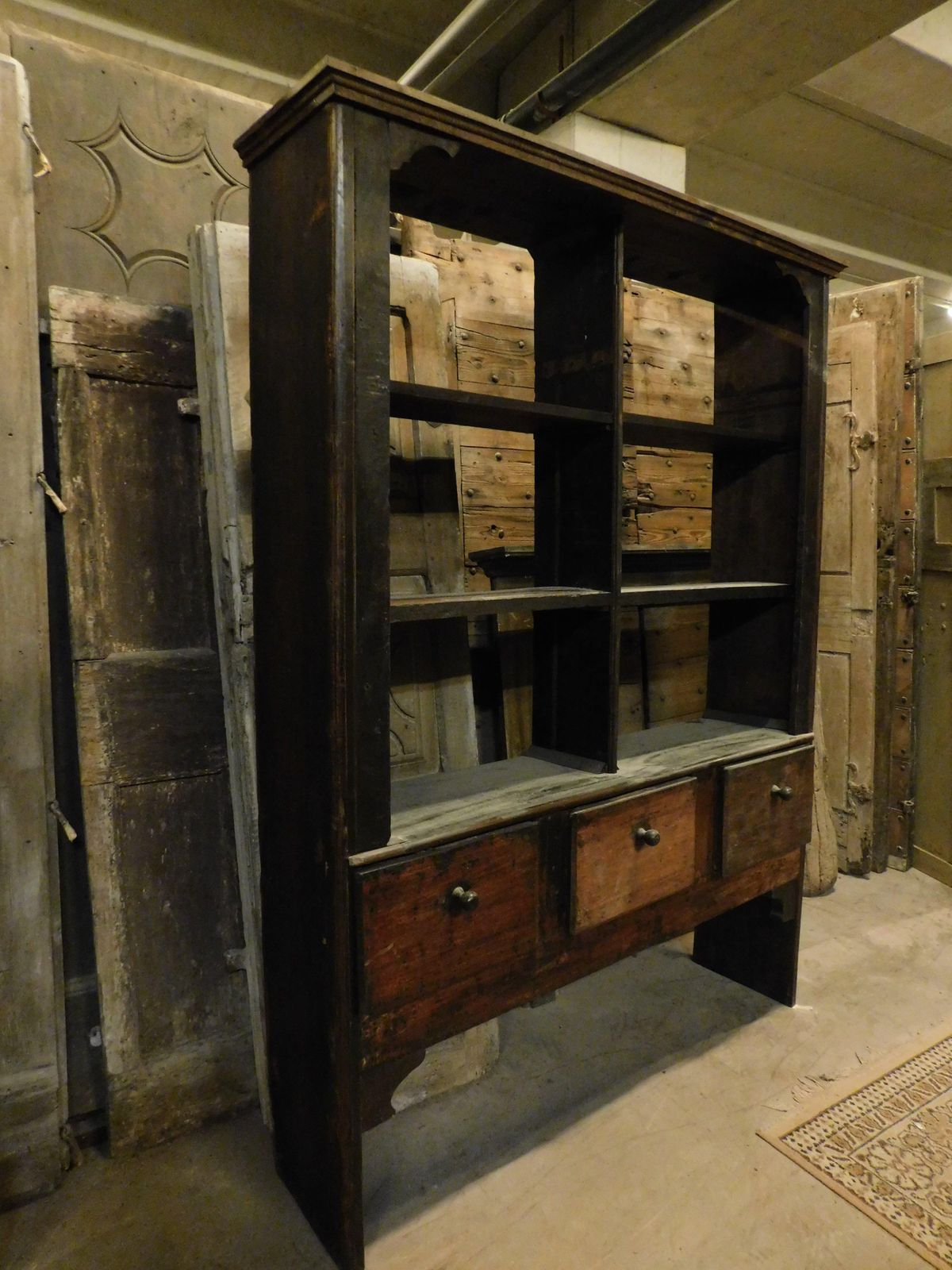 Cabinets Credenzas Rustic Etagere Bookcase In Poplar Wood, Italy photo vinterior
