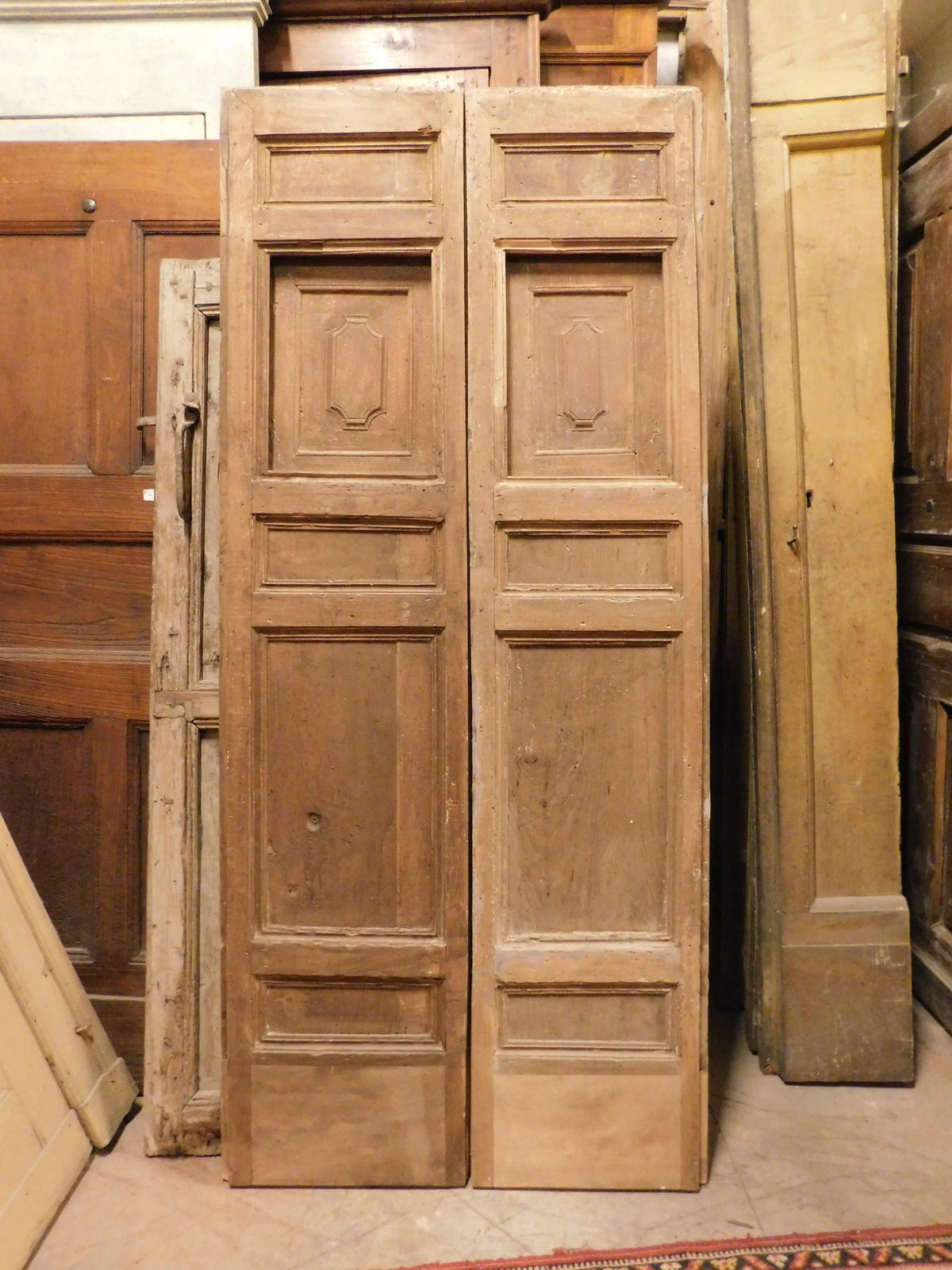Double Leaf Door In Walnut With Small Opening Windows, Italy photo furniture