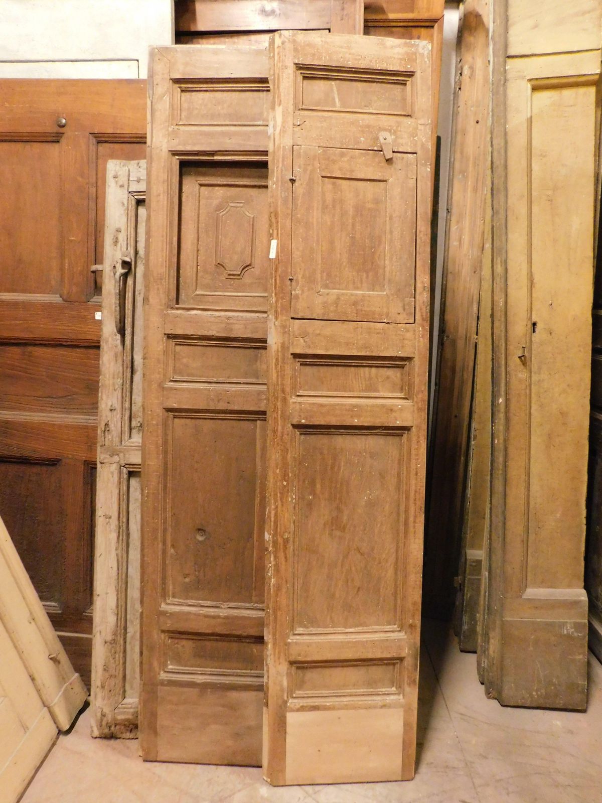 Home Fixtures Double Leaf Door In Walnut With Small Opening Windows, Italy photo