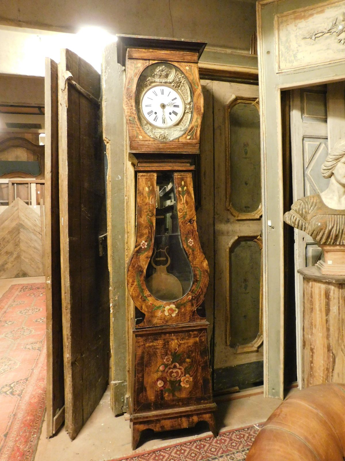 Pendulum Clock, Floor Clock With Lacquered And Painted Wooden Case, France photo furniture